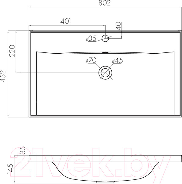 Изображение товара Тумба с умывальником Акватон Диор 80 (1A1678K2DR010)