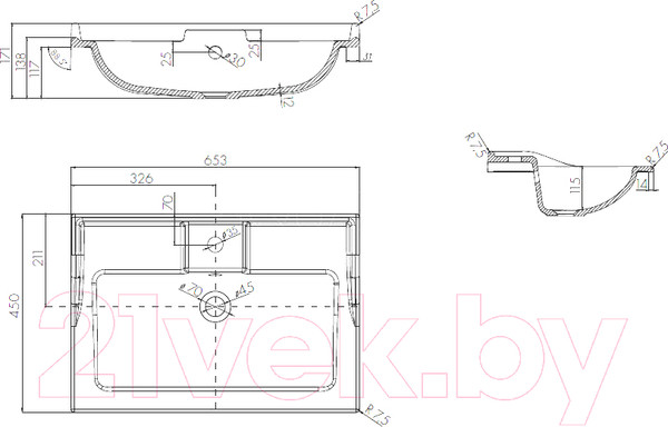 Изображение товара Тумба с умывальником Акватон Лофт Ф 65 (1A2423K0LTDY0)