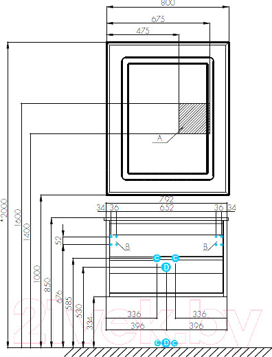 Изображение товара Тумба с умывальником Акватон Римини 80 (1A2267K3RN010)