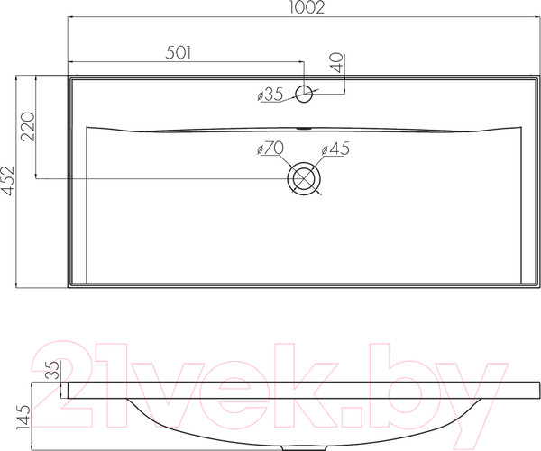 Изображение товара Тумба с умывальником Акватон Римини 100 (1A2328K3RN010)
