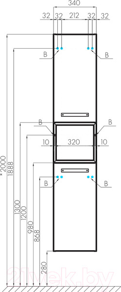 Изображение товара Шкаф для ванной Акватон Лофт Фабрик (1A242803LTDY0)