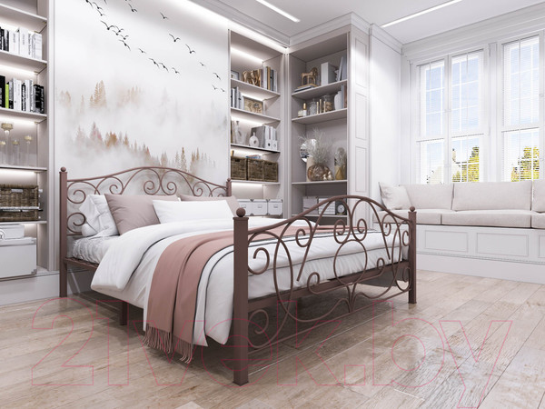 Изображение товара Полуторная кровать Князев Мебель Виктория ВЯ.140.200.К (коричневый)