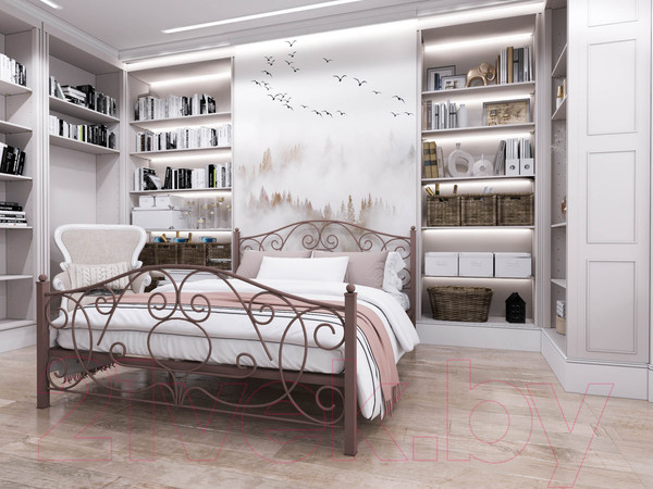 Изображение товара Полуторная кровать Князев Мебель Виктория ВЯ.140.190.К (коричневый муар)