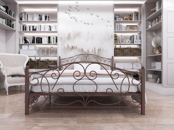 Изображение товара Полуторная кровать Князев Мебель Виктория ВЯ.140.190.К (коричневый муар)