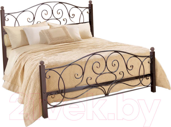 Изображение товара Двуспальная кровать Князев Мебель Виктория ВЯ.160.190.К (коричневый муар)