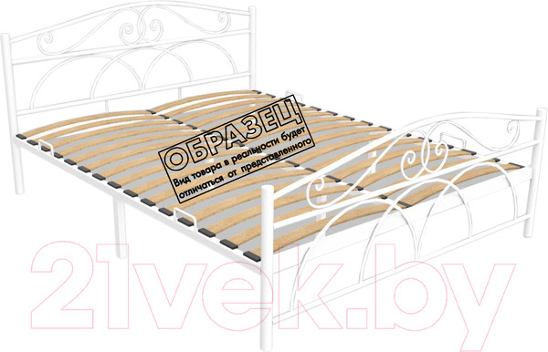 Изображение товара Полуторная кровать Князев Мебель Морена МНА.120.190.Б (белый муар)