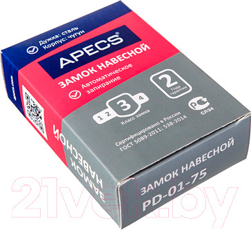 Изображение товара Замок навесной Apecs PD-01-75