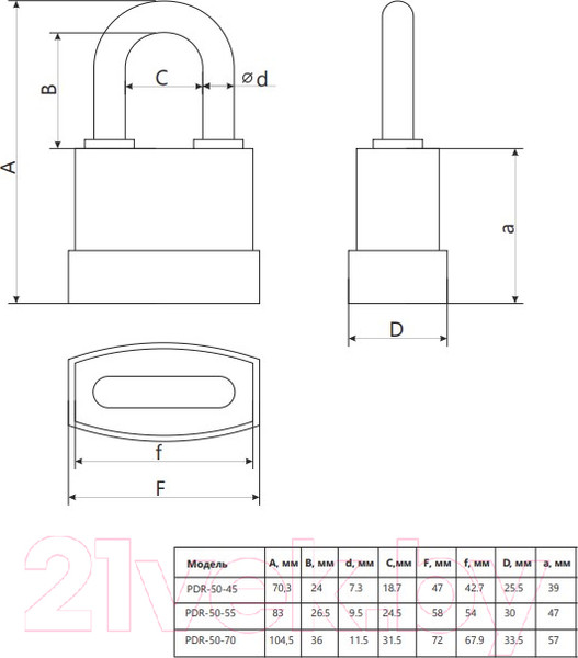 Изображение товара Замок навесной Apecs PDR-50-45