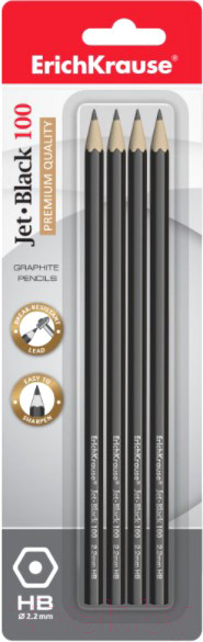 Изображение товара Набор простых карандашей Erich Krause Jet Black 100 HB / 45477