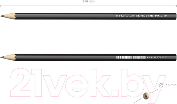 Изображение товара Набор простых карандашей Erich Krause Jet Black 100 HB / 45477