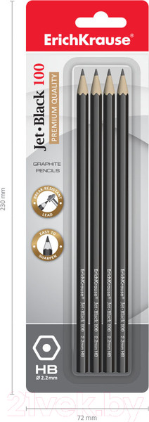 Изображение товара Набор простых карандашей Erich Krause Jet Black 100 HB / 45477