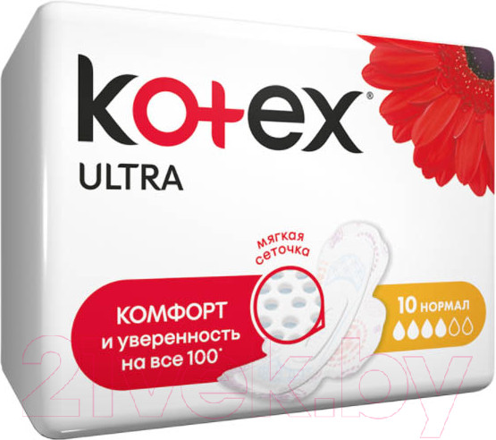 Изображение товара Прокладки гигиенические Kotex Ultra Normal ультратонкие с крылышками поверхность сеточка (40шт)