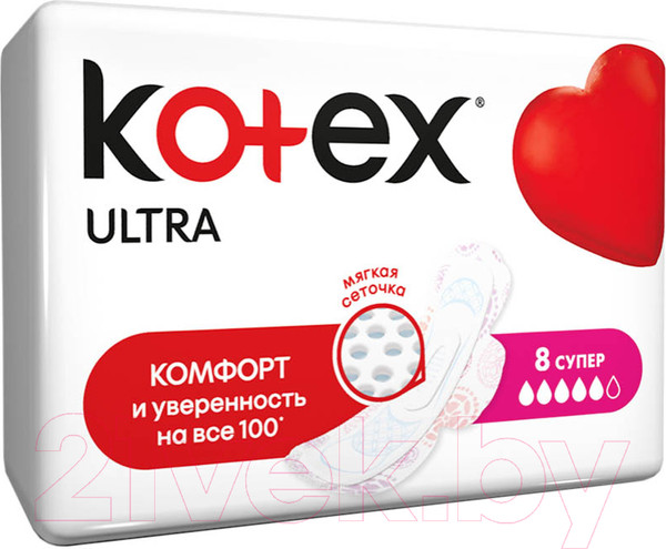 Изображение товара Прокладки гигиенические Kotex Ultra Super ультратонкие с крылышками поверхность сеточка (32шт)