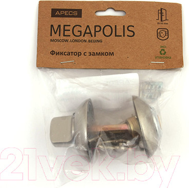 Изображение товара Фиксатор дверной защелки Apecs Megapolis WC-K-0803-NIS (с замком)