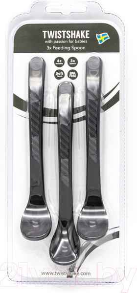 Изображение товара Набор столовых ложек для кормления Twistshake Feeding Spoon / 78188 (3шт, черный)