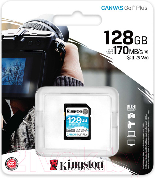 Изображение товара Карта памяти Kingston Canvas Go Plus SDXC (Class10) 128GB (SDG3/128GB)