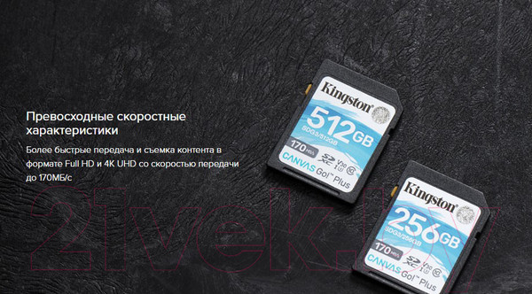 Изображение товара Карта памяти Kingston Canvas Go Plus SDXC (Class10) 64Gb (SDG3/64GB)