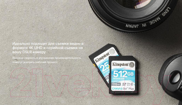 Изображение товара Карта памяти Kingston Canvas Go Plus SDXC (Class10) 64Gb (SDG3/64GB)