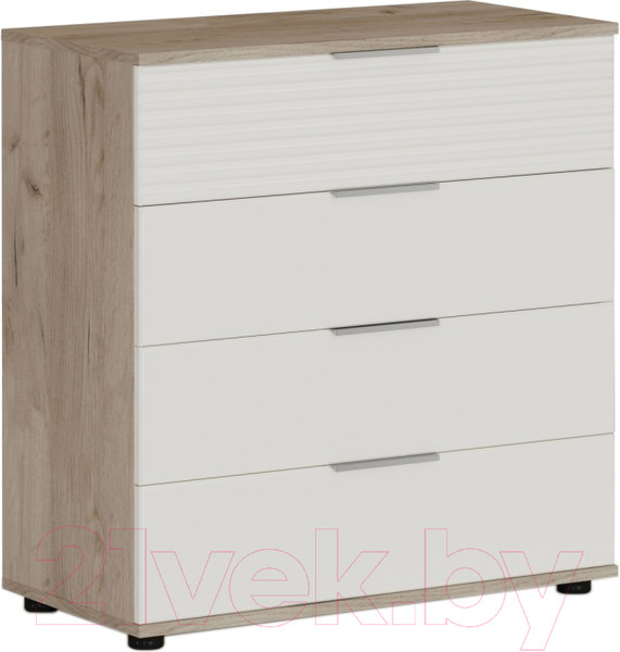 Изображение товара Комод Империал Джулия 4ящ (дуб крафт серый/белый глянец)