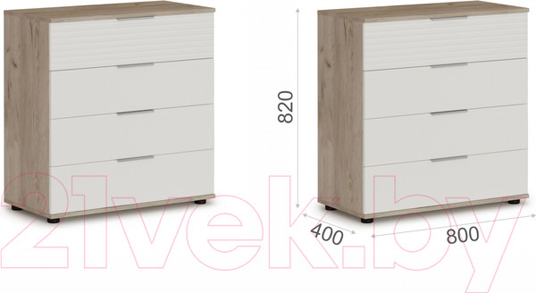 Изображение товара Комод Империал Джулия 4ящ (дуб крафт серый/белый глянец)