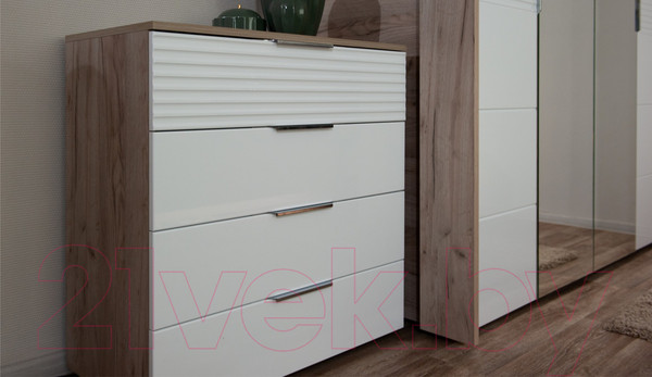 Изображение товара Комод Империал Джулия 4ящ (дуб крафт серый/белый глянец)
