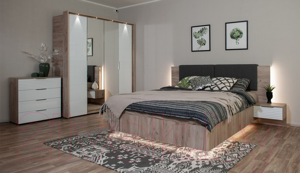 Изображение товара Комод Империал Джулия 4ящ (дуб крафт серый/белый глянец)