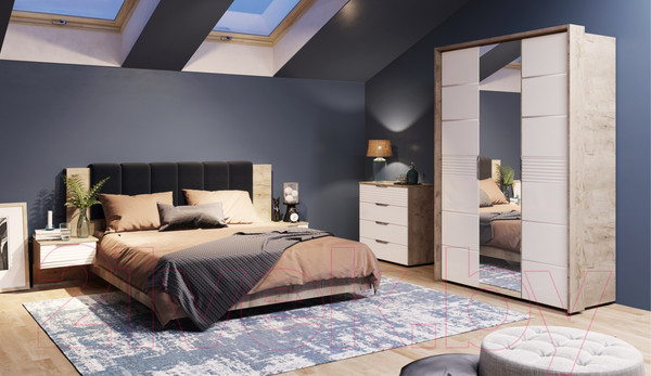 Изображение товара Комод Империал Джулия 4ящ (дуб крафт серый/белый глянец)