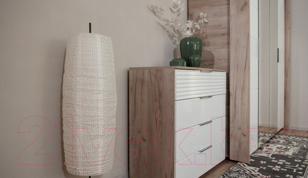 Изображение товара Комод Империал Джулия 4ящ (дуб крафт серый/белый глянец)