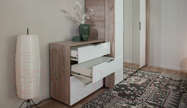 Изображение товара Комод Империал Джулия 4ящ (дуб крафт серый/белый глянец)