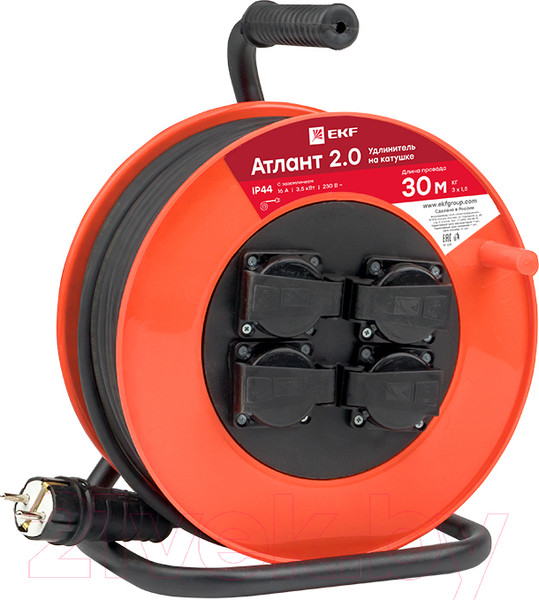 Изображение товара Удлинитель на катушке EKF PROxima Атлант 2.0 / UKA02-16-315R-4-30-IP44