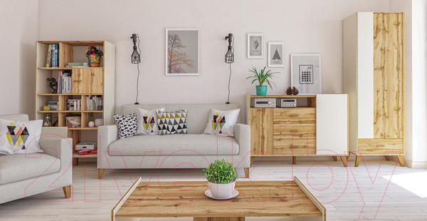 Изображение товара Тумба Мебель-Неман Сканди МН-036-03 (дуб вотан/белый)