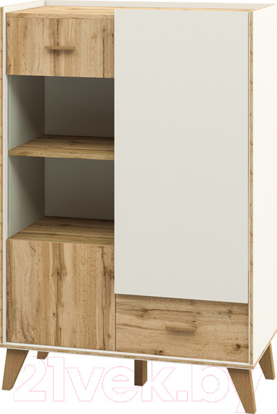 Изображение товара Шкаф с витриной Мебель-Неман Сканди МН-036-08 (дуб вотан/белый)