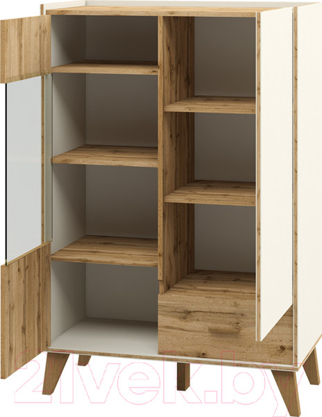 Изображение товара Шкаф с витриной Мебель-Неман Сканди МН-036-08 (дуб вотан/белый)