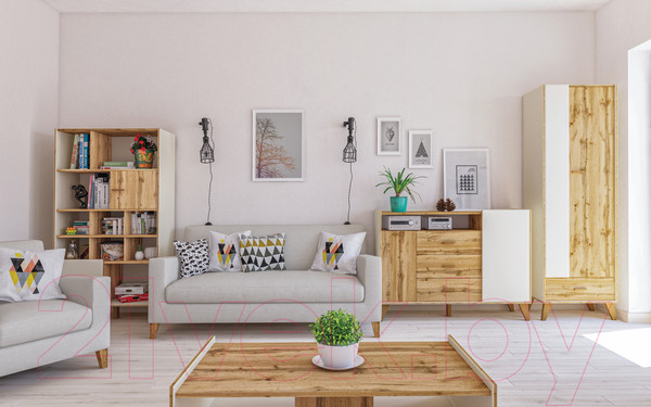 Изображение товара Шкаф Мебель-Неман Сканди МН-036-09 (дуб вотан/белый)