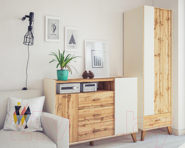 Изображение товара Шкаф Мебель-Неман Сканди МН-036-09 (дуб вотан/белый)