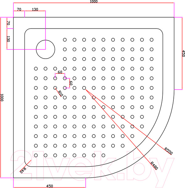 Изображение товара Душевой поддон Cezares TRAY-A-R-100-550-15-W0