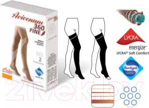 Изображение товара Чулки компрессионные Aries Avicenum 360 с кружевом и закрытым носком / 8001 (S, long)