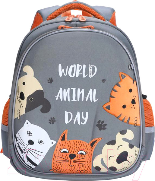 Изображение товара Школьный рюкзак Grizzly RAz-086-14/610734 (серый)