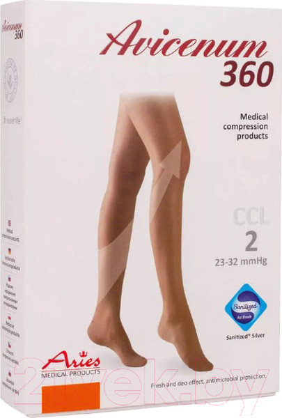 Изображение товара Чулки компрессионные Aries Avicenum 360 с резинкой и открытым носком / 8001 (S, normal)
