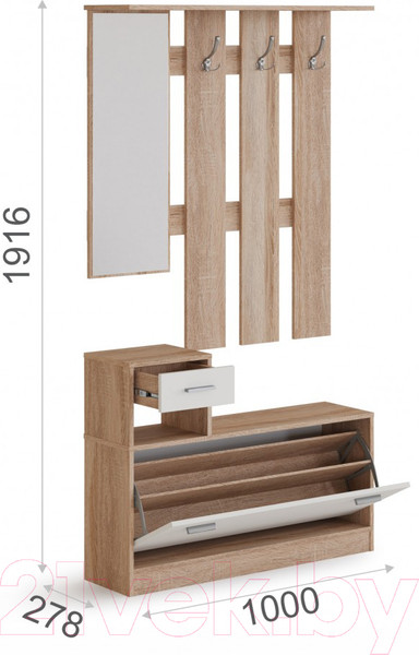 Изображение товара Секция в прихожую Империал Интер (дуб сонома/белый)