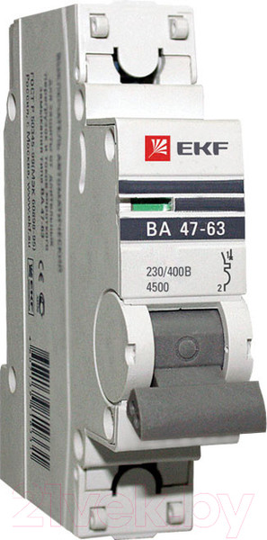 Изображение товара Выключатель автоматический EKF ВА 47-63 1P 25А (C) 4.5kA PROxima / mcb4763-1-25C-pro