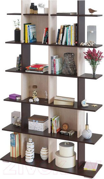 Изображение товара Стеллаж Сокол-Мебель СТ-6 (венге/беленый дуб)