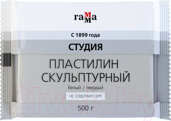 Изображение товара Пластилин скульптурный ГАММА Студия 2.80.Е050.003.1 (500г, белый, твердый)