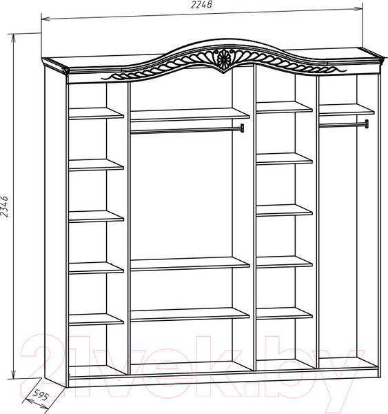 Изображение товара Шкаф ФорестДекоГрупп Луиза 5-х створчатый (слоновая кость)