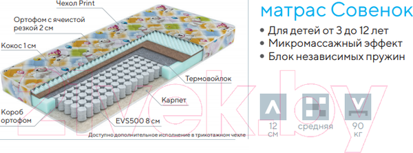 Изображение товара Матрас Proson Совенок Print 60x180