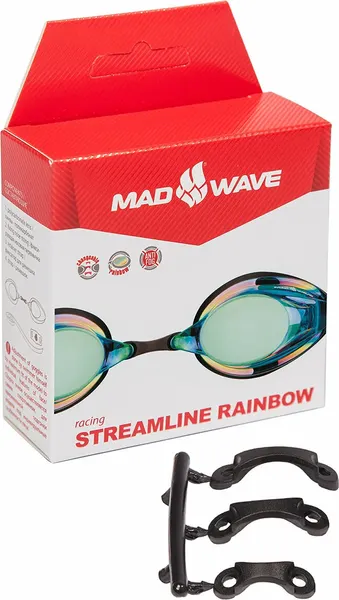 Изображение товара Очки для плавания Mad Wave Streamline Rainbow (бирюзовый)