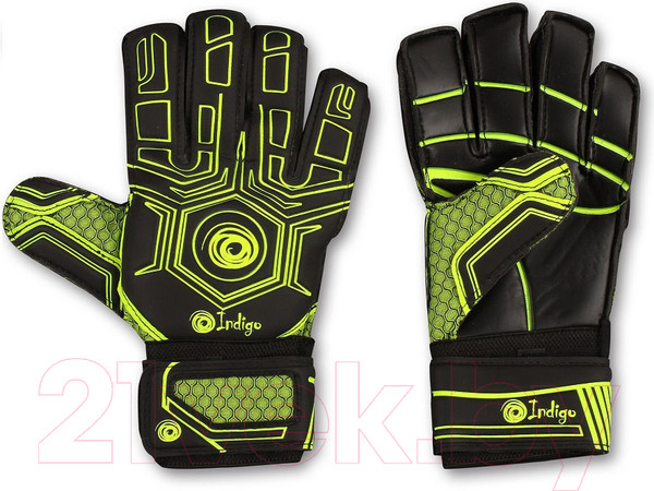 Изображение товара Перчатки вратарские Indigo Sport 1218-A (размер 8, черный/зеленый)