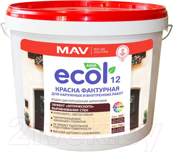 Изображение товара Краска MAV Ecol ВД-АК-1312 (15кг, белый)