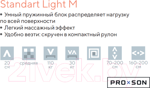 Изображение товара Матрас Proson Standart Light M Roll 90x190