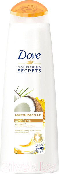 Изображение товара Шампунь для волос Dove Nourishing Secrets восстановление с куркумой и кокосовым маслом (380мл)